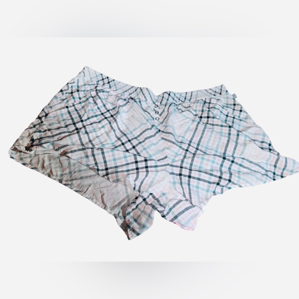 Cacique Plaid Sleep Shorts - Pink and Blue